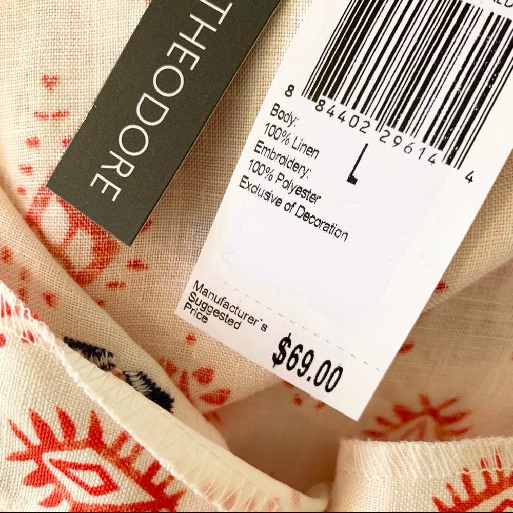 Chelsea & Theodore Linen Embroidered Boho Top - Picture 12 of 13